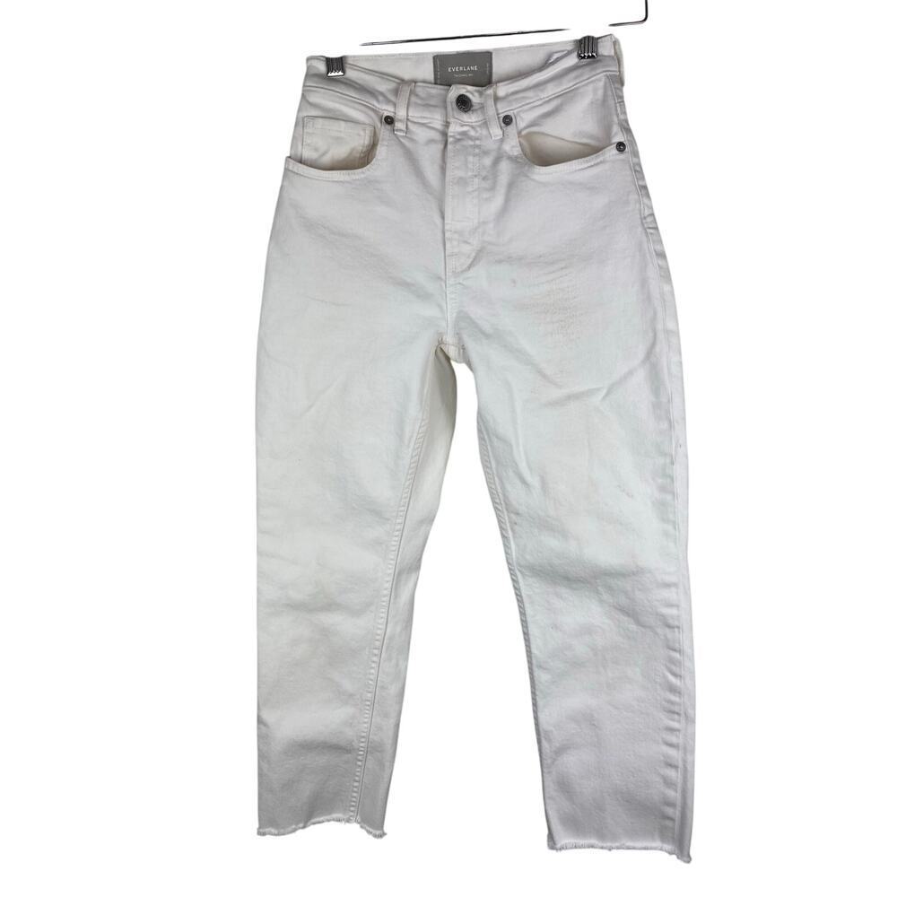Everlane Women's 24 Cream‎ Crop Frayed Hem Cheeky Jeans *
